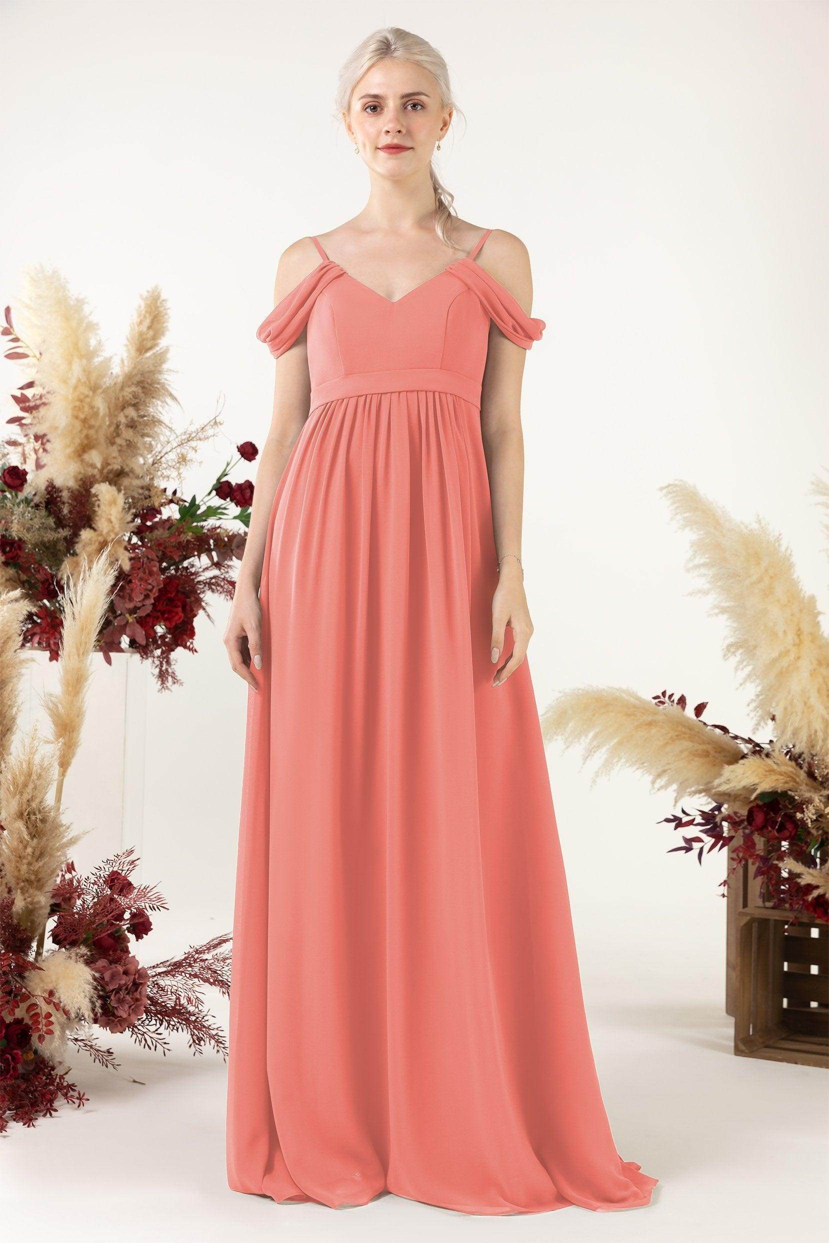 A-Line Floor Length Chiffon Bridesmaid Dress CB0476 - COCOMELODY